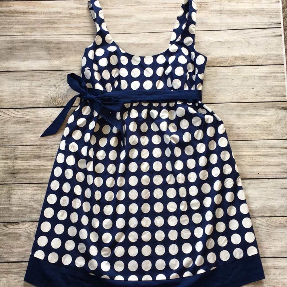 Motherhood Maternity Dress Polka Dot Blue White M
